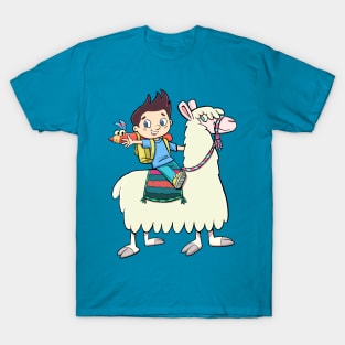 boy student riding a llama T-Shirt